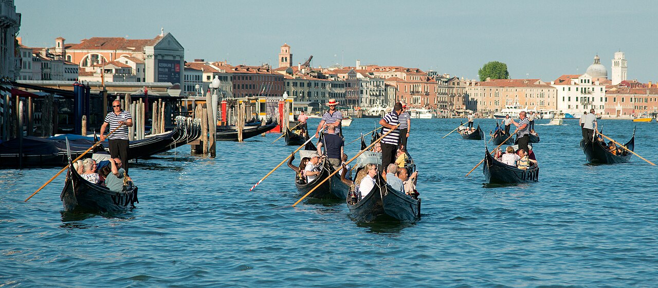 Gondolas on the Grand Canal in Venice
